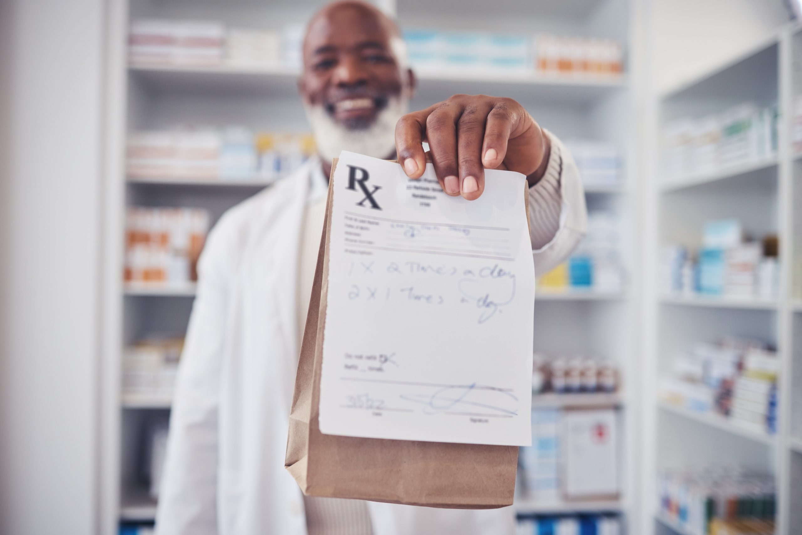 pharmacist giving medication